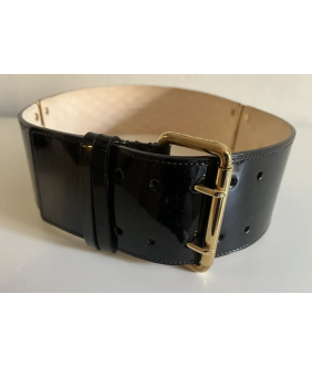 PATENT LEATHER VANITY BELT